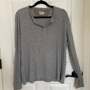 FAHERTY Men's Grey Henley Long Sleeve Cotton Tee Shirt